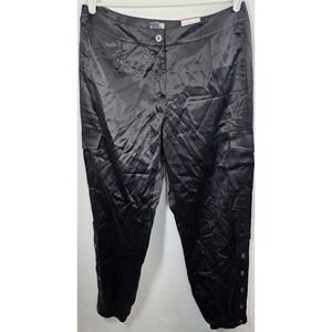 New Tag Chicos Black Silk Cotton Blend Cargo Pants Trousers Size 2 Regular Slims